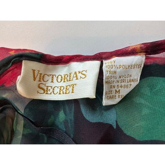 VTG Victoria's Secret Gold Label Baby Doll Dark Floral Whimsigoth Cami Medium - Picture 4 of 5